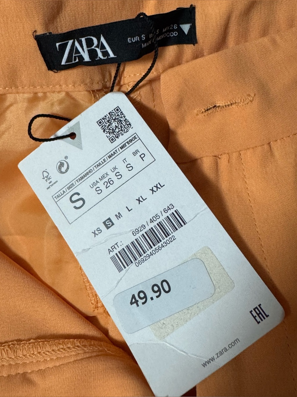 NWT ZARA HIGH WAISTED ORANGE TROUSERS SIZE SMALL - Picture 2 of 2
